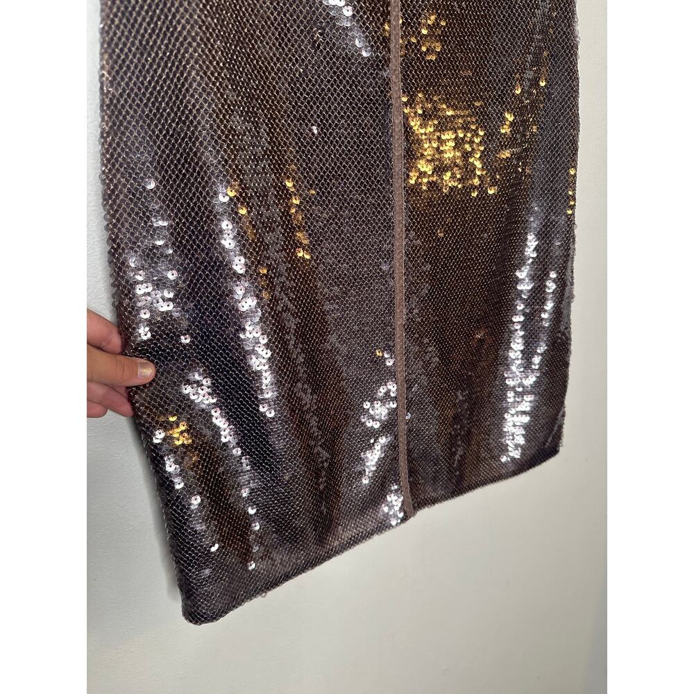 A.L.C. Brown Sequin Adjustable Strap Square Neck Sleeveless Dani Mini Dress sz S - Picture 4 of 16